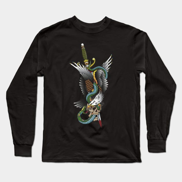 Tattoo Eagle and Snake Long Sleeve T-Shirt by NerdsbyLeo